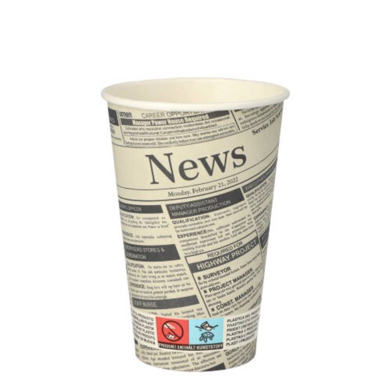 Starpak Becher 50 Trinkbecher, Pappe "To Go" 0,3 l Ø 8 cm · 11,7 cm "Newsprint" von Starpak