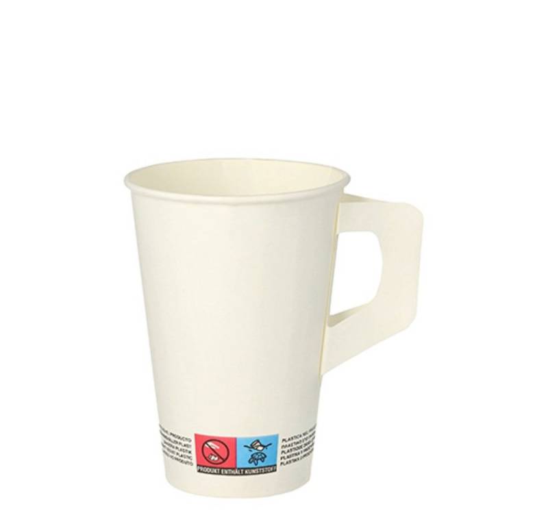 Starpak Becher 80 Trinkbecher mit Henkel, Pappe 0,2 l Ø 7 cm · 9,7 cm weiss von Starpak