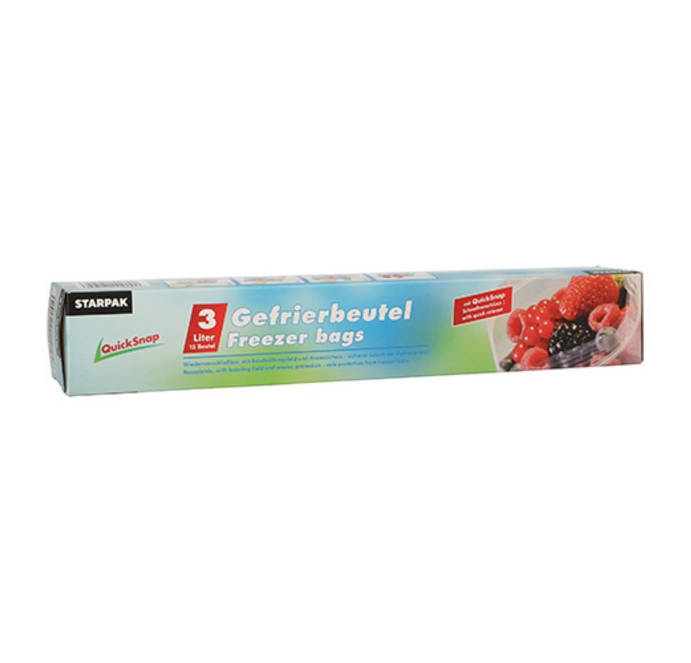 Starpak Gefrierbeutel 15 QuickSnap Gefrierbeutel 3 l 28 cm x 27 cm in Faltschachtel von Starpak