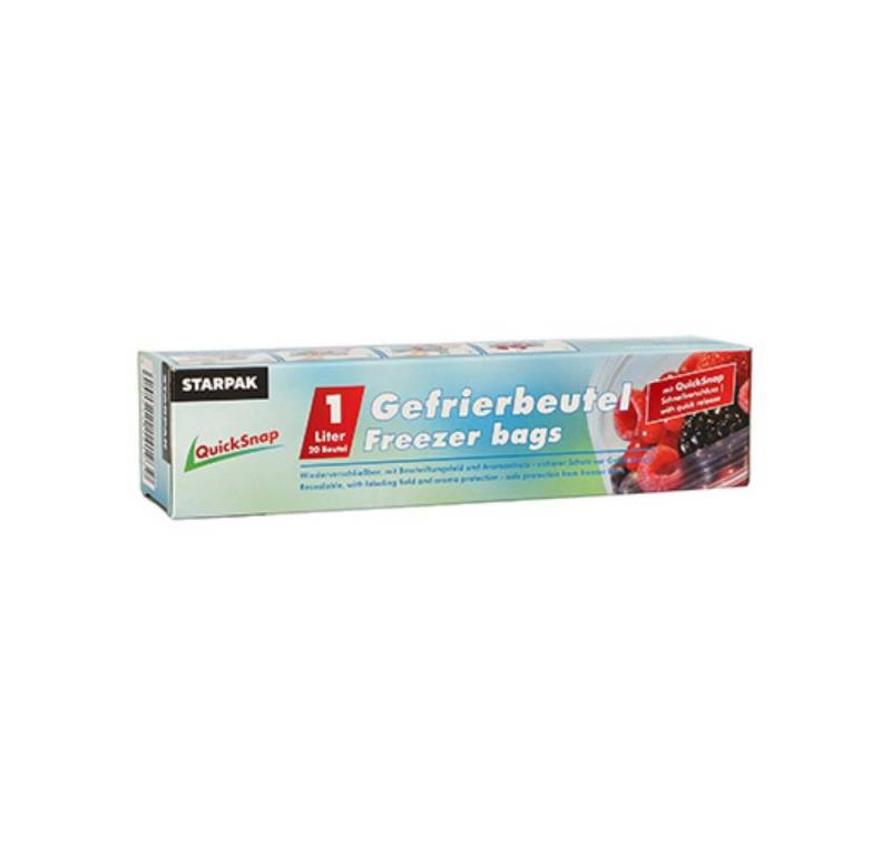 Starpak Gefrierbeutel 20 QuickSnap Gefrierbeutel 20cm x 18cm transparent in Faltschachtel von Starpak