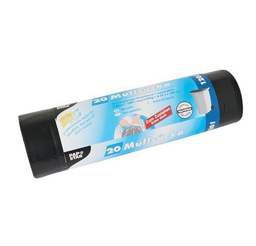 Starpak Müllbeutel 20 Müllsäcke mit Zugband, LDPE 120 l 100 cm x 70 cm schwarz von Starpak