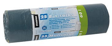 Starpak Müllsäcke mit Zugband, LDPE, Grün/Schwarz, 60L, 71cm x 64cm Abmessungen, 15 Stück von Starpak