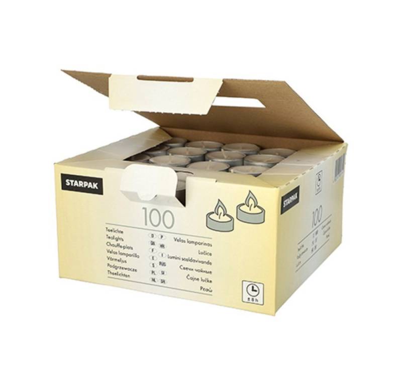 Starpak Teelicht 100 Teelichte Ø 38 mm · 22 mm weiss · mit langer Brenndauer 8 h von Starpak