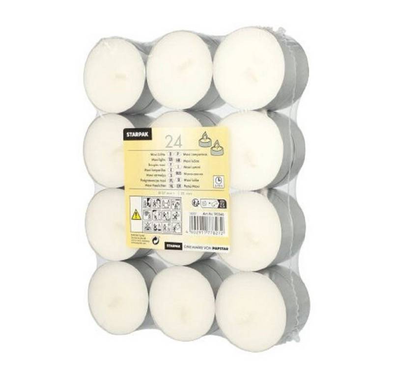 Starpak Teelicht 24 Teelichter groß Ø5,7cm H2,2cm weiß von Starpak