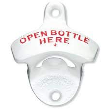 Wand-Flaschenöffner"OPEN BOTTLE HERE" orig. STARR-X in weiß, USA von Starr X