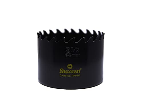 Starrett Hartmetall-bestückte Lochsäge - CT212 Tiefschnitt-Lochsäge - für abgehängte Holzböden, Stahlbeton und Glasfaser - 64 mm von Starrett