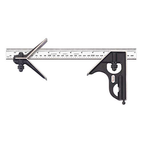 Starrett 33MEHC-300 Vierkant- und Mittelköpfe aus gehärtetem Stahl mit normaler Klingenkombination Vierkant, glatte schwarze Emaille, 300 mm Größe von Starrett