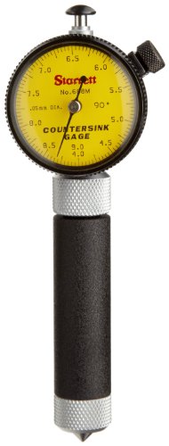 Starrett 688M-2Z Millimeter-Senkerlehre mit gelbem Zifferblatt, 90-Grad-Winkel, 4-9 mm Bereich von Starrett