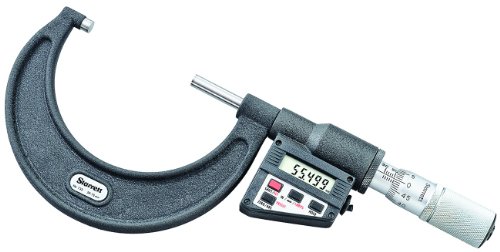 Starrett 733MEXFLZ-300 LCD-Außenmikrometer, Reibungskausche, Kontermutter, Hartmetallflächen, 275–300 mm Bereich, 0,001 mm Skalierung, -0,007 mm Genauigkeit von Starrett