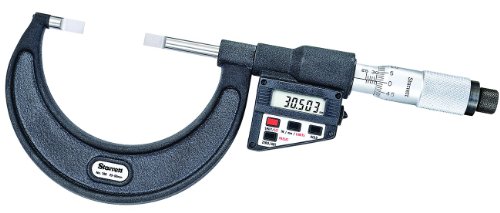 Starrett 786MEP-50 Mikrometer mit LCD-Blatte, nicht drehbare Spindel, einfache Fingerhut, 25-50 mm Reichweite, 0,001 mm Skala von Starrett