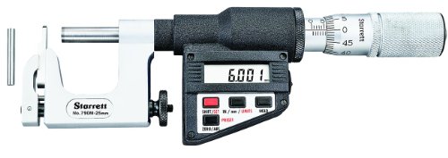 Starrett 790 meafl-25 LCD multi-anvil), Reibung Fingerhut, Kontermutter, 0–25 mm Range, 0,001 mm Teilung von Starrett