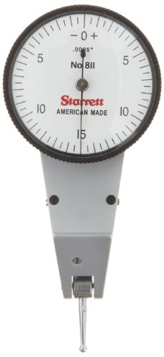 Starrett 811–5pz Zifferblatt Test Indikator, ohne Anhänge, Schwenkkopf, weißes Zifferblatt, 0–15–0 Lesen, 0–0,1 cm Reihe, 0 cm Graduation von Starrett