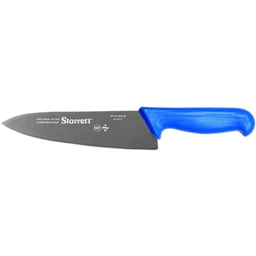 Starrett Profi-Kochmesser - BKL301-8 Breites dreieckiges 8" (200mm) ultrascharfes Küchenmesser mit langlebiger Klinge - Schneidemesser aus Edelstahl mit blauem Griff (DV86206) von Starrett