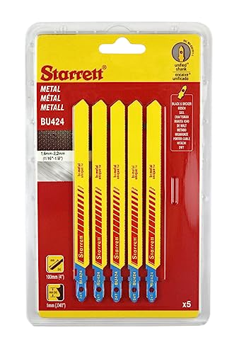 Starrett Metall-Stichsägeblätter - 5er-Pack - BU424-5 Bimetall-Sägeblatt-Set mit einheitlichem Schaft für gerade Schnitte - kompatibel mit Bosch Dewalt Hitachi Festool Milwaukee von Starrett