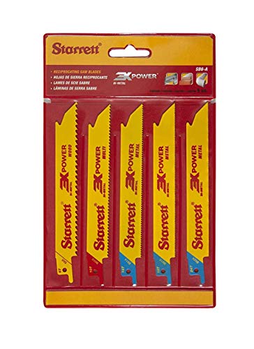 Starrett Bimetall-Säbelsägeblätter Sortimentspaket - SB6-A - HOLZ, METALL und MEHRZWECKSCHNEIDEN (5 Blätter) von Starrett