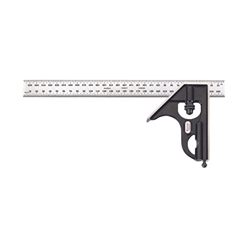 Starrett C33MH-300 Vierkantkopf aus geschmiedetem, gehärtetem Stahl mit satinierter Chromklinge Vierkant, glatte schwarze Emaille, 300 mm Größe von Starrett