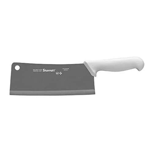 Starrett Profi Küche Hackmesser Messer aus Edelstahl - Breites rechteckiges Profil - 8 Zoll (200 mm) - Weißer Griff von Starrett