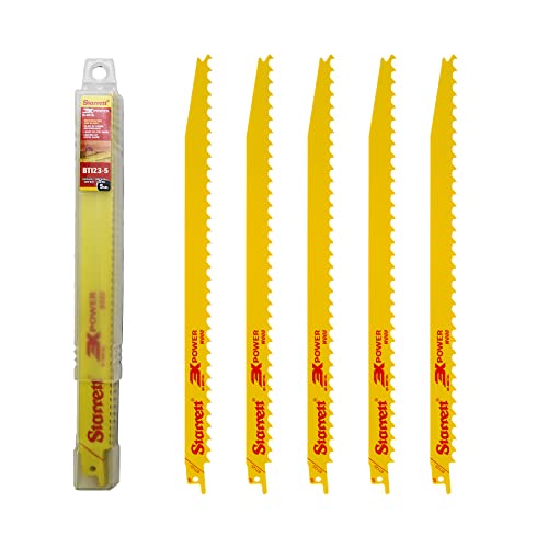 Starrett Holzschneiden Säbelsägeblatt - 5 Stück BT123-5 Bi-Metall 300 mm/12" Zoll 3 TPI Einheitlicher Schaft - Kompatibel mit Bosch, Dewalt, Makita und vielen anderen Starrett Holzschneiden Säbelsägeblatt - 5 Stück BT123-5 Bi-Metall 300 mm/12" Zoll 3 TPI Einheitlicher Schaft - Kompatibel mit Bosch, Dewalt, Makita und vielen anderen von Starrett