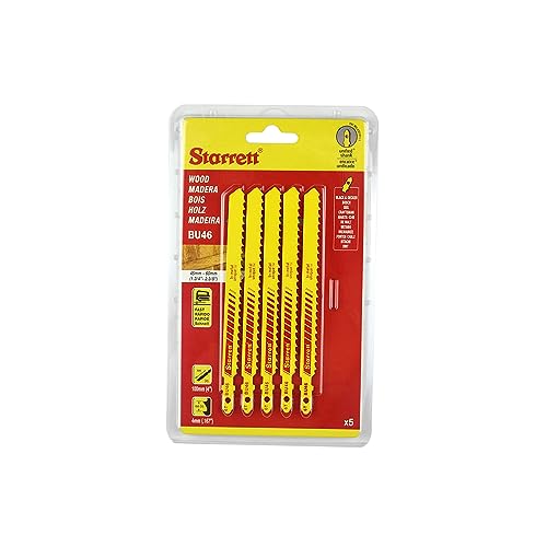 Starrett Holzschneiden Stichsägeblätter - 5 Stück BU46 Einheitlicher Schaft 6 Zähne pro Zoll Bimetall Schnelle gerade Schnitte Sägeblattsatz - Kompatibel mit Bosch Dewalt Hitachi Festool Milwaukee von Starrett