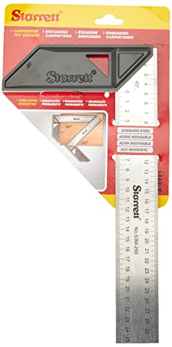 Starrett Carpenter Quadrat - K53M-250-S Edelstahl-Winkellineal Tischlerei 250mm (10") - Griff aus Aluminiumlegierung für die Holzbearbeitung von Starrett