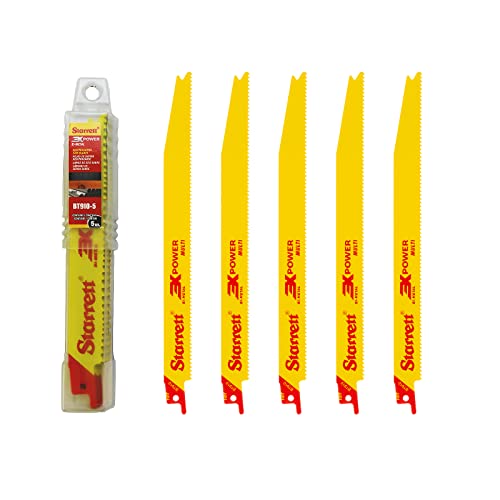 Starrett Mehrzweck-Säbelsägeblatt - 5 Stück BT910-5 Bi-Metall 225 mm/9" Zoll 10TPI Einheitlicher Schaft - Kompatibel mit Bosch, Dewalt, Makita und vielen anderen von Starrett
