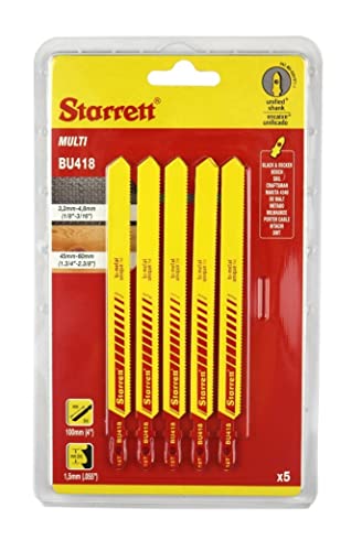Starrett Mehrzweck-Stichsägeblätter - 5 Stück BU418 Bimetall-Sägeblatt-Sägeblattsatz für Holz, Metall und Kunststoff - Kompatibel mit Bosch Dewalt Hitachi Festool Milwaukee Starrett Mehrzweck-Stichsägeblätter - 5 Stück BU418 Bimetall-Sägeblatt-Sägeblattsatz für Holz, Metall und Kunststoff - Kompatibel mit Bosch Dewalt Hitachi Festool Milwaukee von Starrett