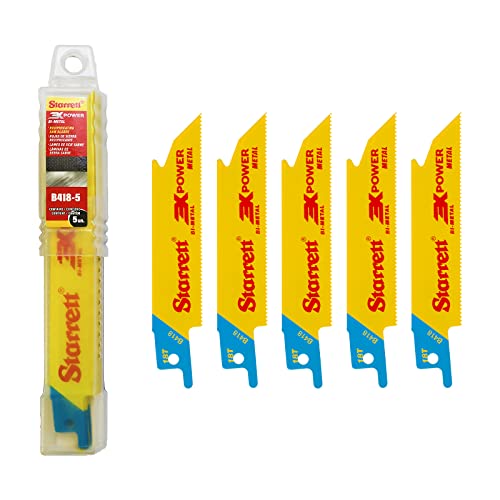 Starrett Metall Schneiden Säbelsägeblatt - 5 Stück B418-5 100 mm/4" Zoll 18 TPI Unified Shank Straight Cut Bi-Metal - Kompatibel mit Bosch, Dewalt, Makita und vielen anderen von Starrett