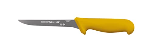 Starrett Profi Edelstahl Chefkoch Küchenausbeinmesser - Schmales gerades Profil - 6 Zoll (150 mm) - Gelber Griff von Starrett