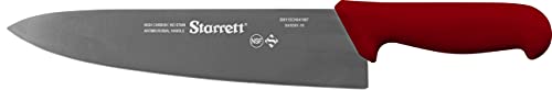 Starrett Profi Edelstahl Chefkoch Küchenmesser - Breites dreieckiges Profil - 10 Zoll (250 mm) - Roter Griff von Starrett