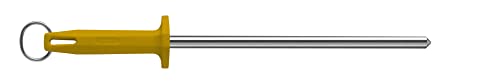 Starrett Profi Messerschärfer Stahl - BKY408-10 Glattes feines Finish 10 Zoll (250 mm) gelber Griff Harter Kohlenstoffstahl - Küchenmesser Schärfstange für Honchef Metzger Hackbeil Jägermesser von Starrett
