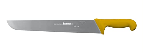 Starrett Profi Metzgermesser - BKY203-14 Breite, gerade 14-Zoll-Klinge aus ultrascharfem, desinfiziertem Stahl - Küchenmesser mit gelbem Griff von Starrett