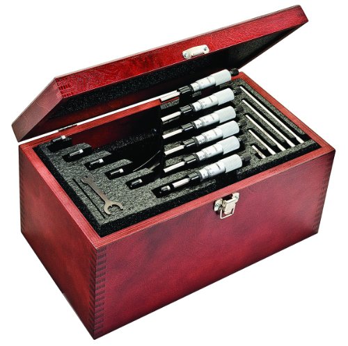 Starrett s436.1mcrlz 436.1 Serie RL-Außen Set), Ratsche Stop, Kontermutter, 0–150 mm Range, 0.01 mm Graduation von Starrett