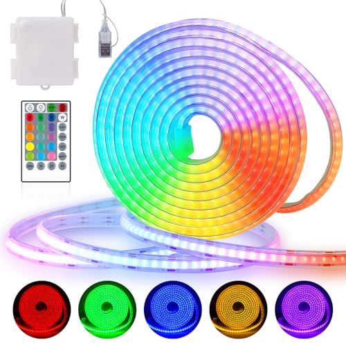 2M 1152LEDs RGB COB Strip Light Batterie & USB betrieben, Fernbedienung Dimmbar Farbwechsel LED-Streifenleuchten Schneidbar Flexibel für die Innendekoration im Freien 2M 1152LEDs RGB COB Strip Light Batterie & USB betrieben, Fernbedienung Dimmbar Farbwechsel LED-Streifenleuchten Schneidbar Flexibel für die Innendekoration im Freien von StarryEver