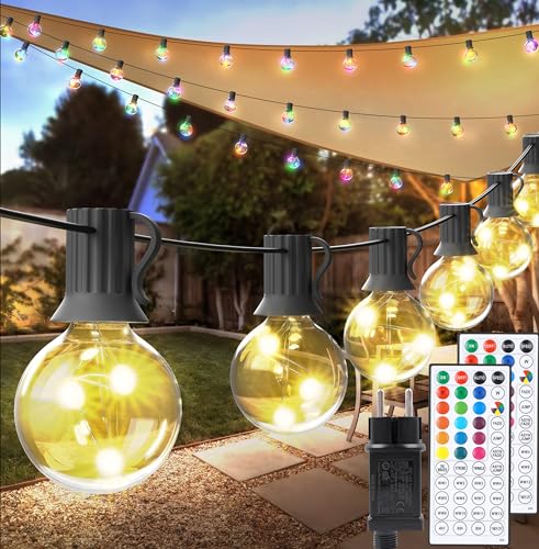 30LED Lichterkette Außen Bunt, 9M Lichterkette Außen Strom, Warmweiß & RGB IP65 Wasserdicht G40 Glühbirnen Beleuchtung mit Fernbedienung für Outdoor Garten Hof Hochzeit Party Terrasse Innenhof von StarryEver