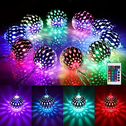 StarryEver 4M Kugel LED Lichterkette Innen USB, Marokkanische Kugeln Orientalisch Lichterkette Außen, 40er LED 16 Farben Lichterketten für Zimmer Dekor, Farbwechsel Fairy Lights für Ramadan Diwali von StarryEver