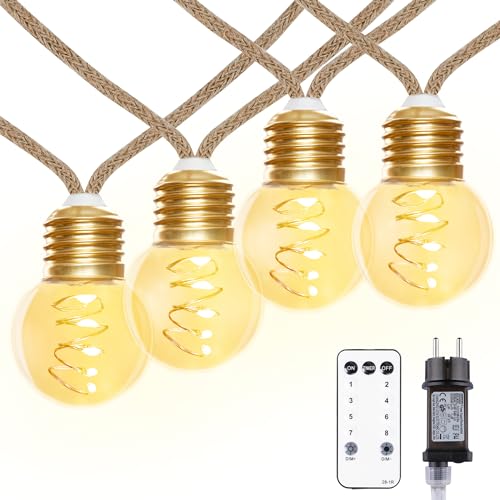 LED Lichterkette Außen, Vintage 6M Warmweiß Lichterkette Aussen Strom,Bruchsicher G45 20 LED Lichterkette Innen mit Stecker,Lichterketten Glühbirnen Beleuchtung für Outdoor Garten Balkon von StarryEver