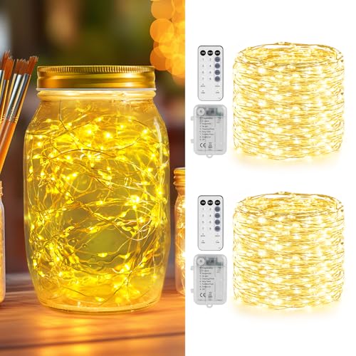 StarryEver 200er LED Lichterkette Batterie,10M Warmweiß Lichterkette Draht Dimmbar mit Fernbedienung Timer 8 Modi, LED Stimmungslichter, Fairy Lights für Weihnachtsbaum, Kinderzimmer Dekor 2er Pack StarryEver 200er LED Lichterkette Batterie,10M Warmweiß Lichterkette Draht Dimmbar mit Fernbedienung Timer 8 Modi, LED Stimmungslichter, Fairy Lights für Weihnachtsbaum, Kinderzimmer Dekor 2er Pack von StarryEver
