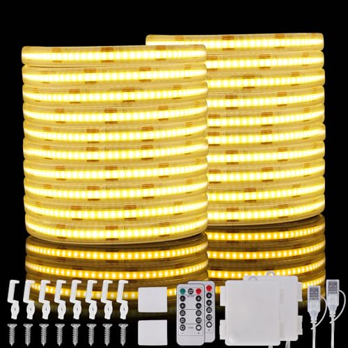 StarryEver LED Streifen Batterie 3000K Warmweiß, 2m 640 LED COB LED Strips, IP67 Flexible LED Strip Batteriebetrieben & USB mit Fernbedienung für Schließfächer Schränke Waschtische Badezimmer 2 Stück StarryEver LED Streifen Batterie 3000K Warmweiß, 2m 640 LED COB LED Strips, IP67 Flexible LED Strip Batteriebetrieben & USB mit Fernbedienung für Schließfächer Schränke Waschtische Badezimmer 2 Stück von StarryEver