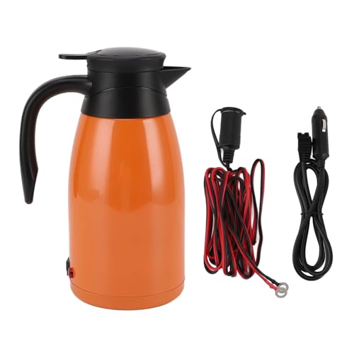 Elektrischer Wasserkocher fürs Auto, 1400 ml, Edelstahl, 24 V, 180 W, auslaufsicher, tragbarer Reisewasserkocher für die Tee- und Kaffeezubereitung in Autos und LKWs, Orange von Starrypxl