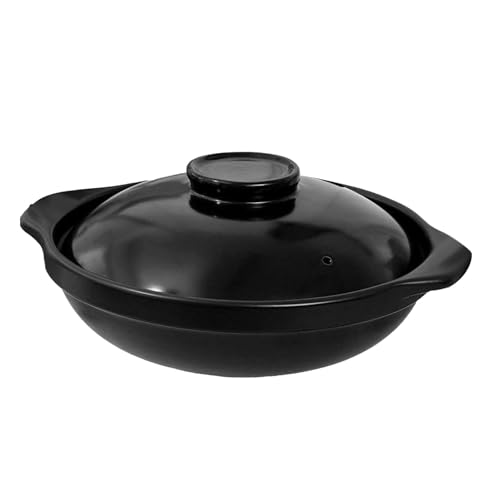 Multifunktionaler Auflauftopf mit Deckel brutzelnden Heißtopf für Bibimbap und Suppe großes Weithitze Lithium -Porzellan 24 cm 9,4 Zoll 500 g Familienmahlzeiten Restaurants von Starrypxl