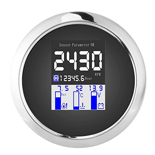 STARRYPXL 3,3in Multifunktionsmessgeräte RPM Öldruck Wassertemperaturspannung J1939 Protokoll Can Fieldbus Schwarz Display ideal für die industriellen Anwendungen für (Black) von Starrypxl