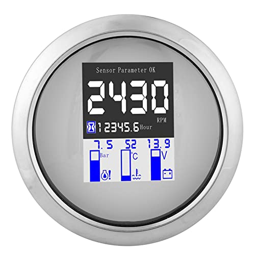 STARRYPXL 3,3in Multifunktionsmessgeräte RPM Öldruck Wassertemperaturspannung J1939 Protokoll Can Fieldbus Schwarz Display ideal für die industriellen Anwendungen für (White) von Starrypxl