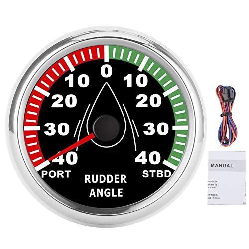 STARRYPXL BOATRUDDER WINKE Meter 85mm IP67 Multicolor -Backbeleuchtung 932V Einstellbare Richtung Schwarzes Zifferblatt Goldabdeckung Ideale Marine Navigation (Black Dial Silver Cover) von Starrypxl