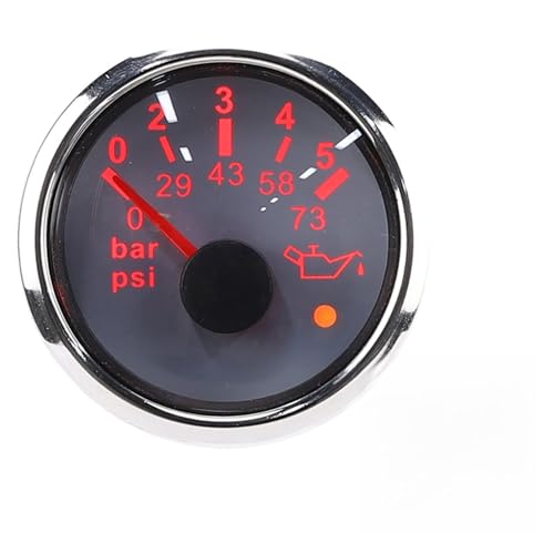 STARRYPXL OIL FRAGE GUUGE 52mm 2in IP67 0‑5BAR 0-73PSI Smart Alarm Schwarzes Zifferblatt Yachten Boote langlebige genaue Überwachung (White dial) von Starrypxl