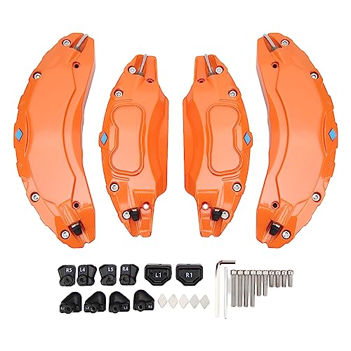 STARRYPXL WHREE Hub -Bremsbemerkerende Abdeckungen 4 PCs 18in 19in Aluminiumlegierung Scheibenbremsschutzschutz Schwarzer Ersatztypen Langlebiges stilvolles Design für verbesserte (Orange) von Starrypxl