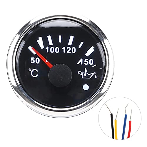 Starrypxl -Öltemperaturmesser 52 mm 2in intelligentem Alarm 316 Stahlauto -Boot weiß genaue Überwachung Langlebiger Design Ideale Automobilanwendungen (Black) von Starrypxl