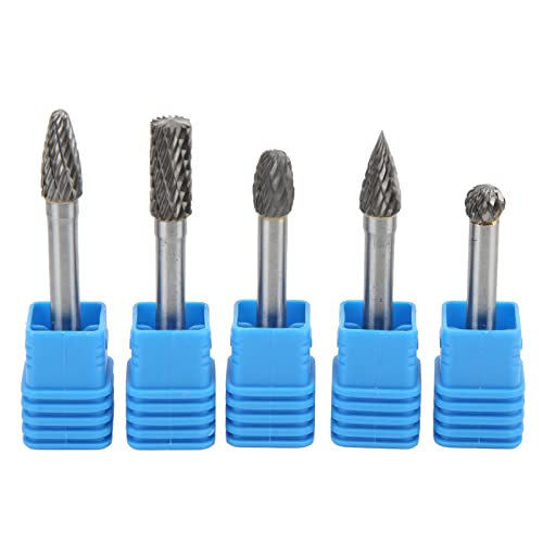 Starrypxl Tungsten Carbide Rotary Burrs Bits Set 5Pcs 6x8mm Double Cut Polishing Grinding Engraving Drilling Durable Precision Tools (ADEFG) von Starrypxl