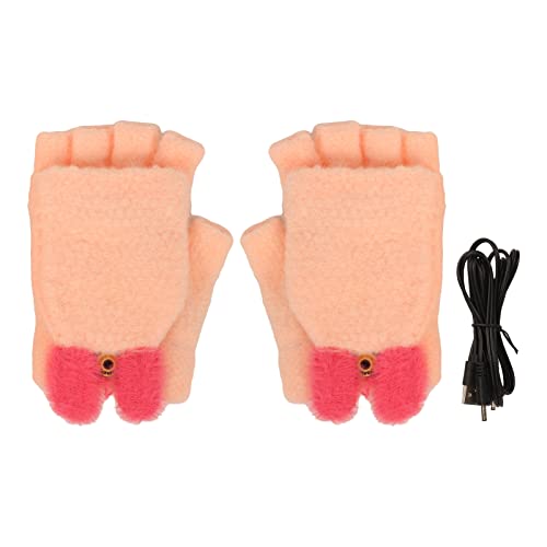 Starrypxl USB angetriebene 5 -V -beheizte Fäustlinge mit falten Fingerabdeckung süßes Strick Design für Winterreiten Blau (Blau) (Rosenate) von Starrypxl