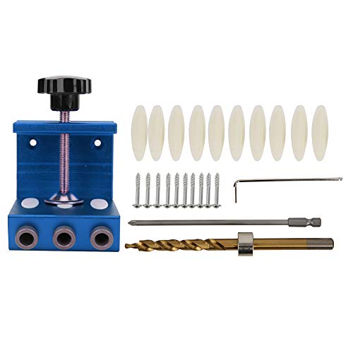 Taschenlochbohrführer Holzbearbeitung Werkzeug Aluminiumlegierung Langlebiger Hochfestigkeit Leichtes Gewicht für Möbel Holz Spleiß DIY Home Projects Rotblau 3hole Set mit (Blue) von Starrypxl