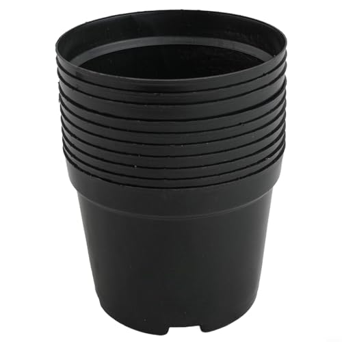 10-teiliges schwarzes Kunststoff-Pflanztopf-Set mit 8 Größen, spritzgegossene Konstruktion mit zweistöckiger Drainage für verbessertes Wasser- und Luftmanagement (B130#) von Startbuymore